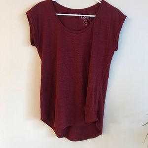 Basics- linen Loft top in crimson